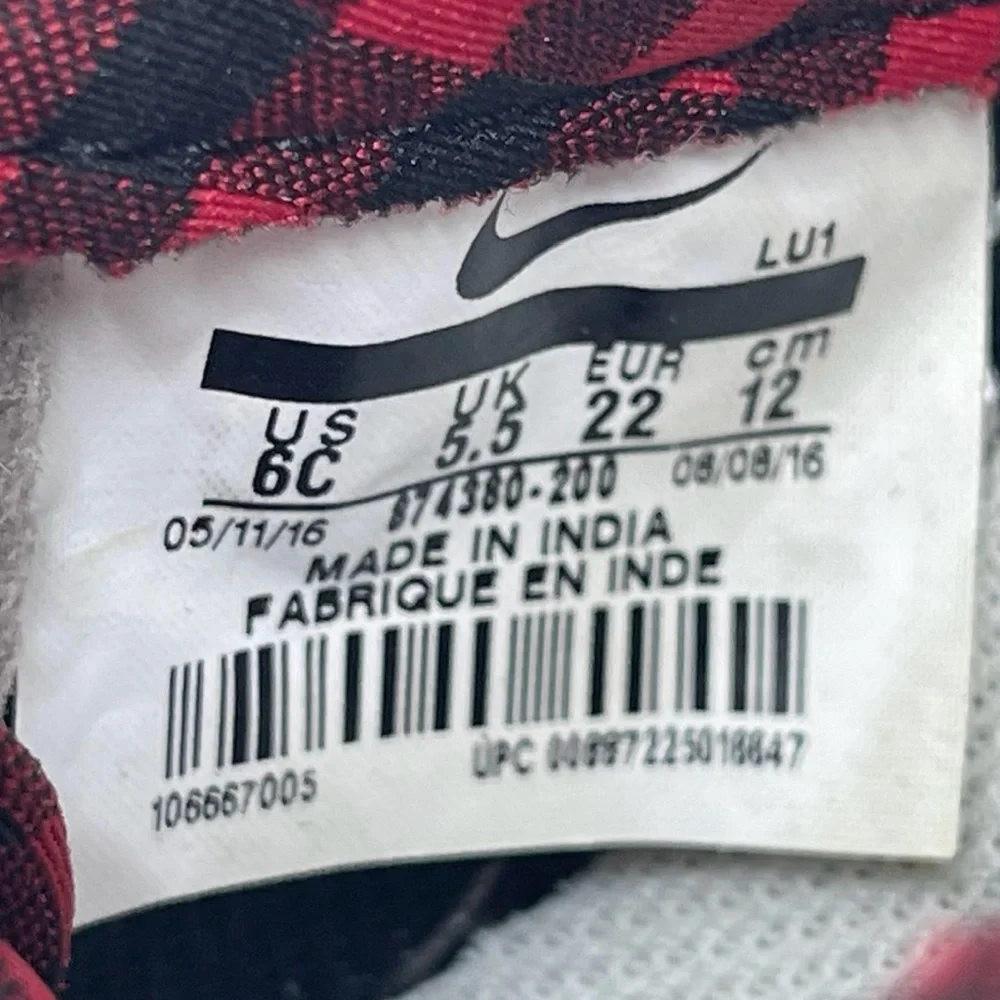 Nike Force 1 Gray Leather w/ Red Buffalo Plaid 874379-200 Toddler Size 6C * READ